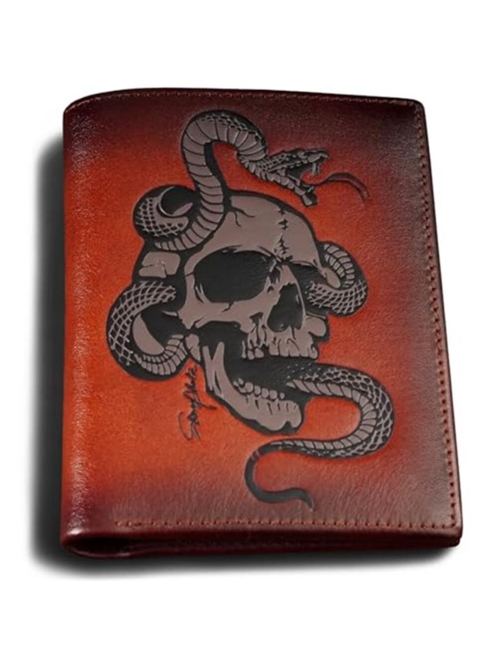 New Cool Wallets For Men Bifold,Skull Mens Wallet Leather Vertical,RFID
